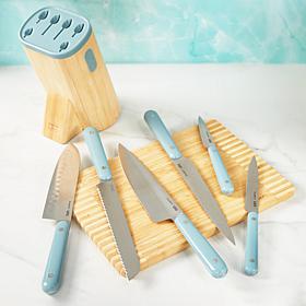 Leo Slate 7pc Knife Block Set with Glossy Handles