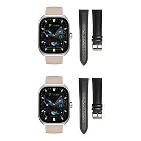LetsFit E46 Smart Watch with Band and Charger Set of 2 - Silver