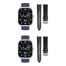LetsFit E46 Smart Watch with Band and Charger Set of 2 - Silver