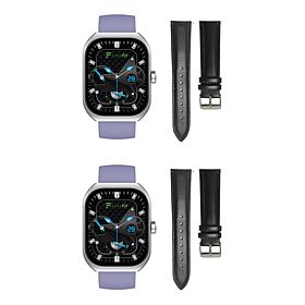 LetsFit E46 Smart Watch with Band and Charger Set of 2 - Silver