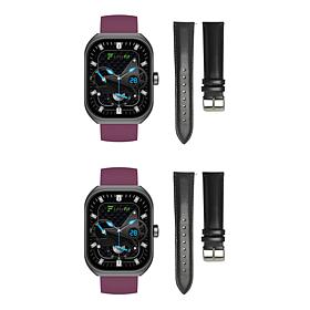 LetsFit E46 Smart Watch with Band and Charger Set of 2 - Black
