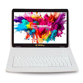 LINSAY 10.1"Octa Core 128GB Tablet Bundle with White Croco Keyboard