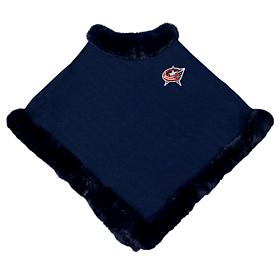 Little Earth NHL Columbus Blue Jackets Faux Fur Trim Poncho