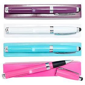 Living Glow 4-pack Ballpoint Pen with LED Magnifier and Stylus Head