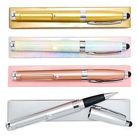 Living Glow 4-pack Ballpoint Pen with LED Magnifier and Stylus Head