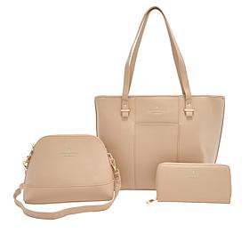 London Fog Faux Pebble Leather 3-Piece Tote Set