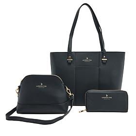 London Fog Faux Pebble Leather 3-Piece Tote Set