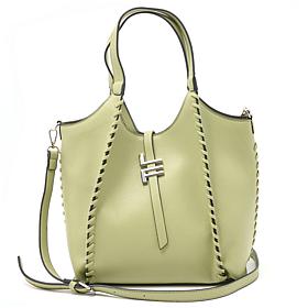 London Fog Jade Whipstitch Tote Bag with Crossbody Strap