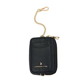 London Fog Pebble Texture Chain Detail Card Case