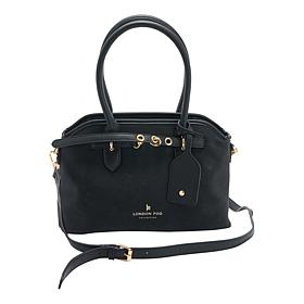 London Fog Rosie Toggle Faux Suede Satchel with Removable Strap