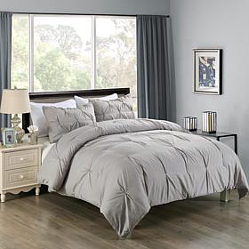 Lotus Home Bacteria Reducing WaterResistant Pintuck Comforter Set King