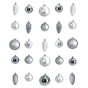 Lux Shatterproof Ornament Set with Storage Container Silver - 23 Co...