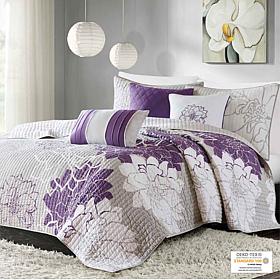 Madison Park Lola 6-Piece Reversible Cotton Printed Coverlet Set