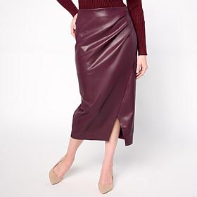 Mark & James by Badgley Mischka Huda Faux Leather Wrap Skirt - Wine