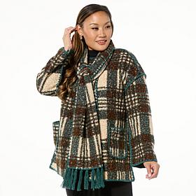 Mark & James by Badgley Mischka Illona Kimono Coat w/ Detachable Scarf