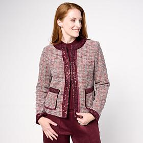 Mark & James by Badgley Mischka Sequin Trim Tweed Jacket