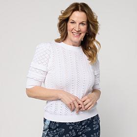 Mark + James Puff Sleeve Pointelle Sweater