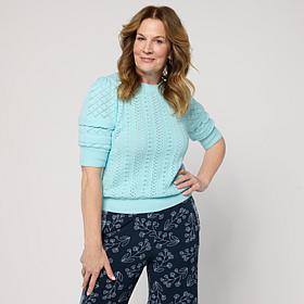 Mark + James Puff Sleeve Pointelle Sweater