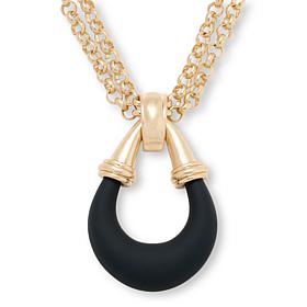 MarlaWynne 18" Brass and Resin Open Teardrop Necklace