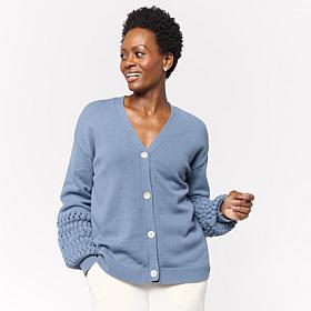 MarlaWynne SoftSPUN Herringbone Long Sleeve V-Neck Cardigan