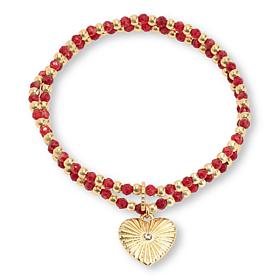 Marlyn by Marlyn Schiff Bead Wrap Heart Charm Bracelet