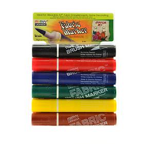Marvy Uchida Fabric Brush Markers Set Primary 6-pack