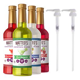 Matteo's 4-pack Sugar-Free Assorted Cocktail Syrups w/2 Pumps