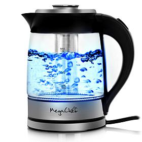 MegaChef 1.8Lt. Glass Body and Stainless Steel Electric Tea Kettle ...