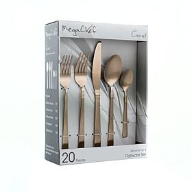 MegaChef Cravat 20 Piece Flatware Utensil Set, Stainless Steel Silv...