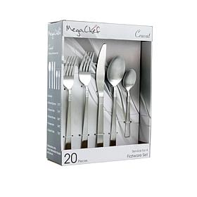 MegaChef Cravat 20 Piece Flatware Utensil Set, Stainless Steel Silv...