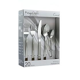 MegaChef Cravat 20 Piece Flatware Utensil Set, Stainless Steel Silv...