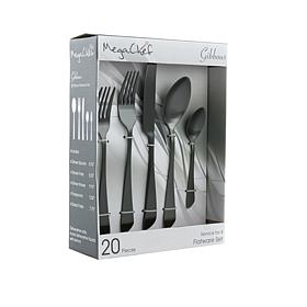 MegaChef Gibbous 20 Piece Flatware Utensil Set, Stainless Steel Sil...