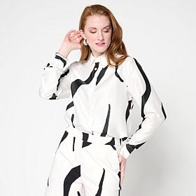 Megan Renee Hammered Satin Buttoned Down Top