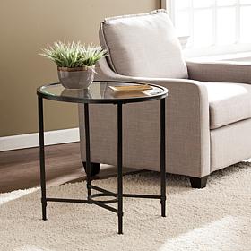 Melinda Metal/Glass Oval Side Table - Black