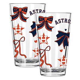 Memory Company 2-pack MLB 16oz Bow Pint Glasses, Houston Astros