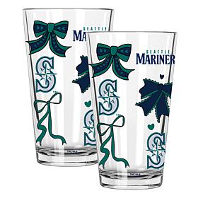 Memory Company 2-pack MLB 16oz Bow Pint Glasses, Seattle Mariners