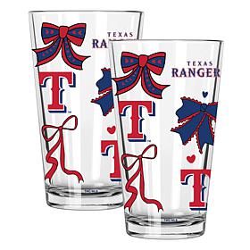 Memory Company 2-pack MLB 16oz Bow Pint Glasses, Texas Rangers