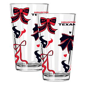 Memory Company 2-pack NFL 16oz Bow Pint Glasses, Houston Texans