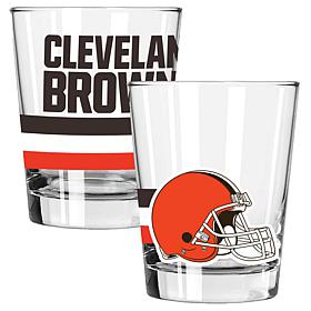 Memory Company Big Stripes Cleveland Browns 2pk 15oz Dbl Old Fashion