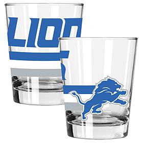 Memory Company Big Stripes Detroit Lions 2pk 15oz Dbl Old Fashion