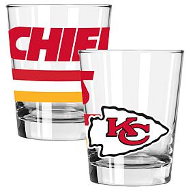 Memory Company Big Stripes Kansas City Chiefs 2pk 15oz Dbl Old Fashion
