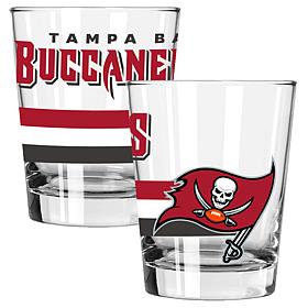 Memory Company Big Stripes TB Buccaneers 2pk 15oz Double Old Fashionn