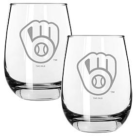 Memory Company Brewers 2PK15oz Wine Glass