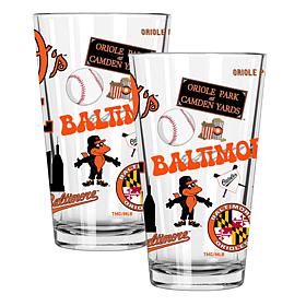 Memory Company MLB Orioles 16-oz Stainless Steel Pint Glasses 2-Pack