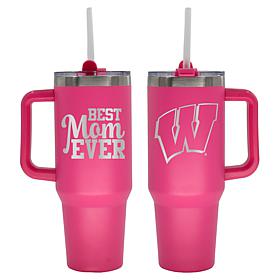 Memory Company NCAA 40oz Best Mom Ever Pink Tumbler University of WI
