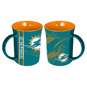 Memory Company NFL Dolphins 15oz Reflective Logo Ceramic Mug 2-Pack