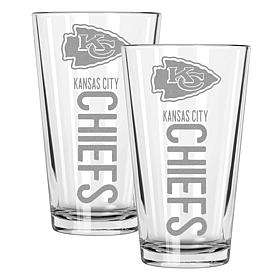 Memory Company Pinnacle Kansas City Chiefs 2 pack 16oz Pint Glass