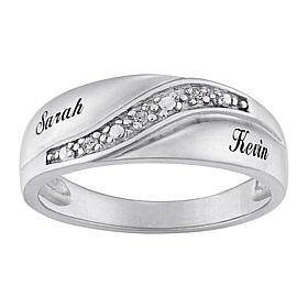 Men's Diamond Accent Engraved Name Wedding Band 