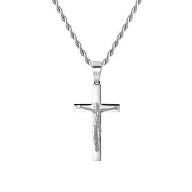 Men's Stainless Steel Crucifix Pendant with Chain Necklace