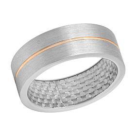 Men's Two-Tone Cobalt with Carbon Fiber Inlay Stripe Band Ring